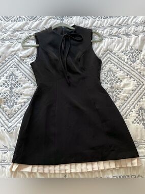 Commense Black Mini Dress with Cream Hem
